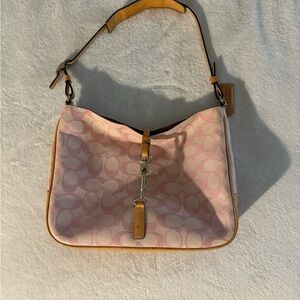Vintage Y2K Coach Pink Signature Hampton Lobster Clip Shoulder Bag